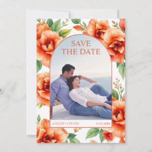 Reserva La Fecha Verona atardecer naranja patrón floral foto boda
