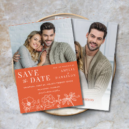 Reserva La Fecha Verona Sunset Naranja Floral Dos Bodas de fotograf