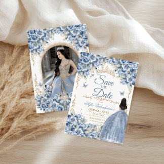 Reserva La Fecha Vestido de lujo bebé azul oro princesa foto