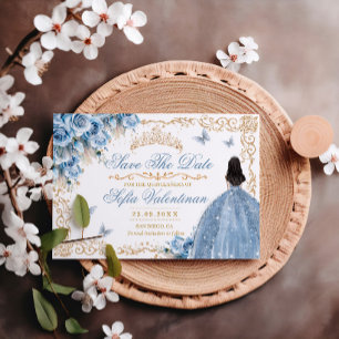 Reserva La Fecha Vestido de lujo Bebé Azul Princesa Quinceañera de