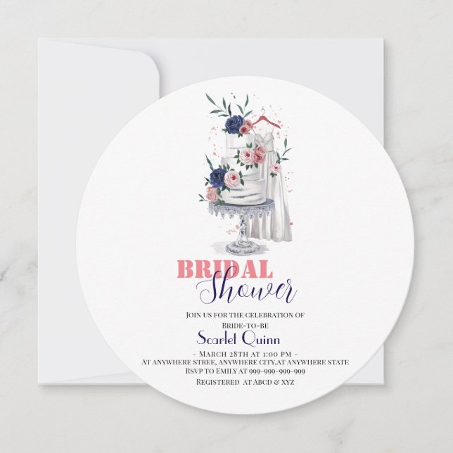 Reserva La Fecha Vestido de novia blanco de acuarela moderna con ca (Anverso)