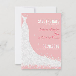 Reserva La Fecha Vestido suave de Boda rosa y blanco de encaje Guar