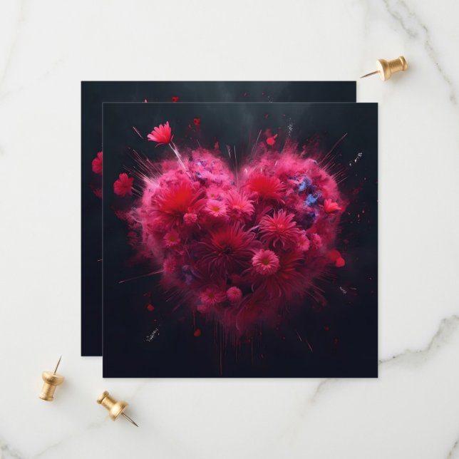 Reserva La Fecha Vibrante ráfaga de corazón rosado (Anverso/Reverso In Situ)