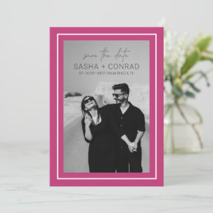 Reserva La Fecha Vibrante rosa negrita foto de borde negrita Boda m