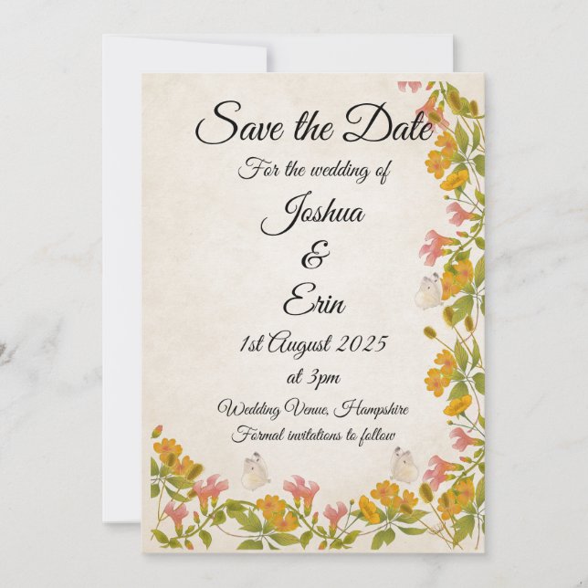 Reserva La Fecha Victorian Meadow (Anverso)