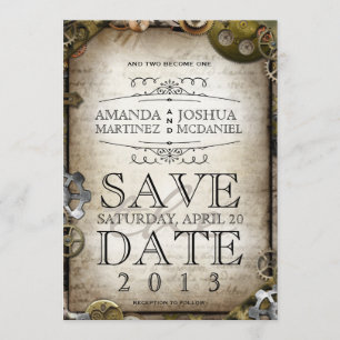 Reserva La Fecha Victorian Steampunk Gears salva la fecha