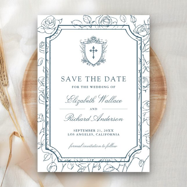 Reserva La Fecha Victorian White and Dusty Blue Catholic Wedding (Subido por el creador)