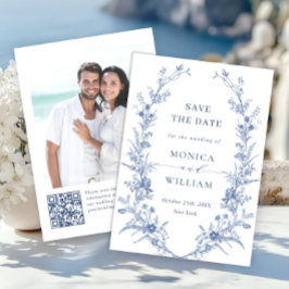 Reserva La Fecha Victoriano Dusty Blue French Garden Boda Floral