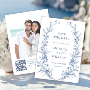 Reserva La Fecha Victoriano Dusty Blue French Garden Boda Floral