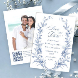 Reserva La Fecha Victoriano Dusty Blue French Garden Boda Floral