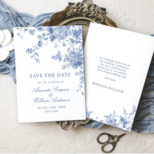 Reserva La Fecha Victoriano Dusty Blue French Garden Boda Floral