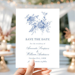 Reserva La Fecha Victoriano Dusty Blue French Garden Boda Floral