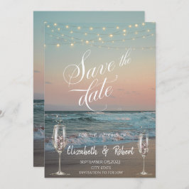 Reserva La Fecha Vidrio de champán de playa salva la fecha