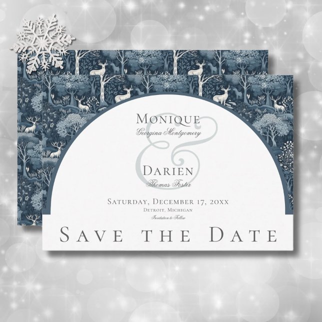Reserva La Fecha Viejo invierno William Morris Elegant Wedding (Vintage Winter William Morris Elegant Wedding Save The Date)
