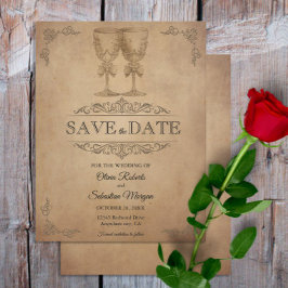 Reserva La Fecha Viejo pergamino rústico vintage Boda victoriano