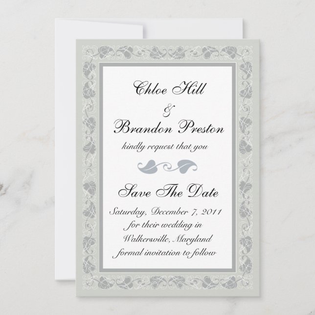 Reserva La Fecha Viñetas intrincadas Guardar la fecha (Anverso)