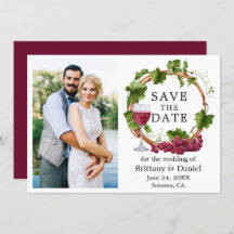 Vinos de uva acuarela Wreath Photo Burgundy