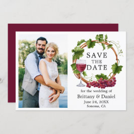 Reserva La Fecha Vinos de uva acuarela Wreath Photo Burgundy