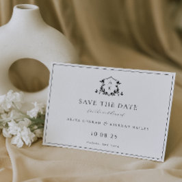 Reserva La Fecha Vinos sin tiempo Escudo negro Boda Monograma