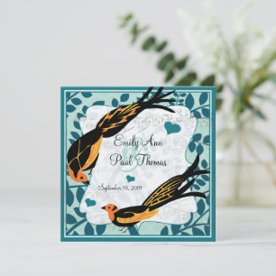 Reserva La Fecha Vintage Art Deco Bird Save the Date