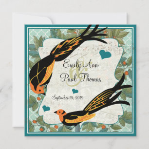 Reserva La Fecha Vintage Art Deco Bird Save the Date
