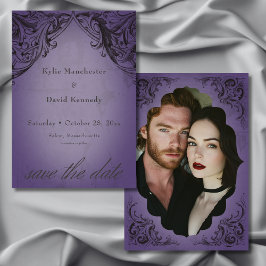 Reserva La Fecha Vintage Bat Hasta La Muerte Boda Púrpura