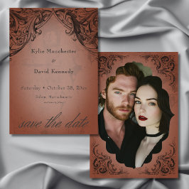 Reserva La Fecha Vintage Bat till Death Rust Boda