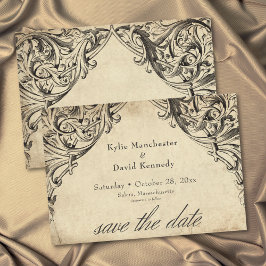 Reserva La Fecha Vintage Bat Until Death Black Parchment Wedding