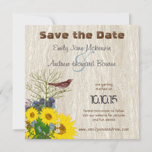 Reserva La Fecha Vintage Bird on WoodGrain Wedding Save the Date
