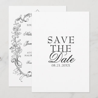 Reserva La Fecha Vintage Black And White Old Money Fancy Wedding