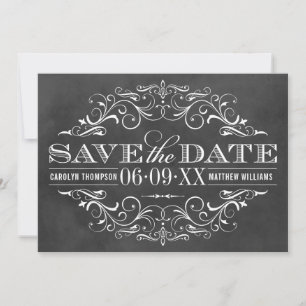 Reserva La Fecha Vintage Black Chalkboard Flourier Boda