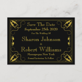 Reserva La Fecha Vintage Black Gold Age Save the Date Card