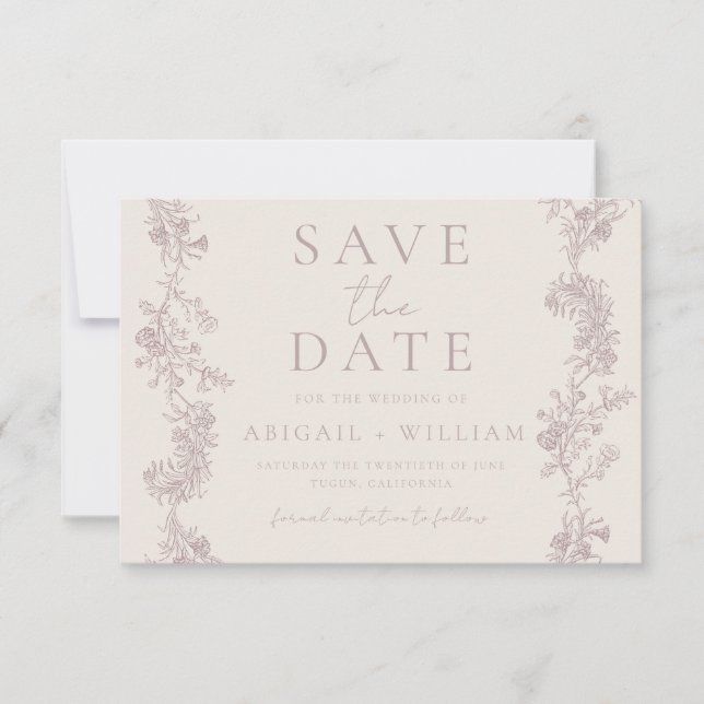 Reserva La Fecha Vintage Elegance: Classic Neutral Wedding (Anverso)