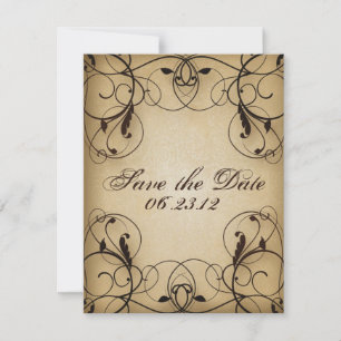Reserva La Fecha Vintage Floral Swirls Save the Date