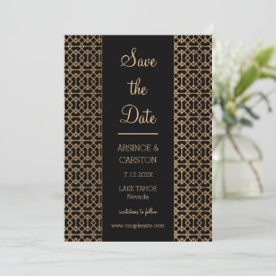 Reserva La Fecha Vintage Gold Pattern Wedding Save The Date