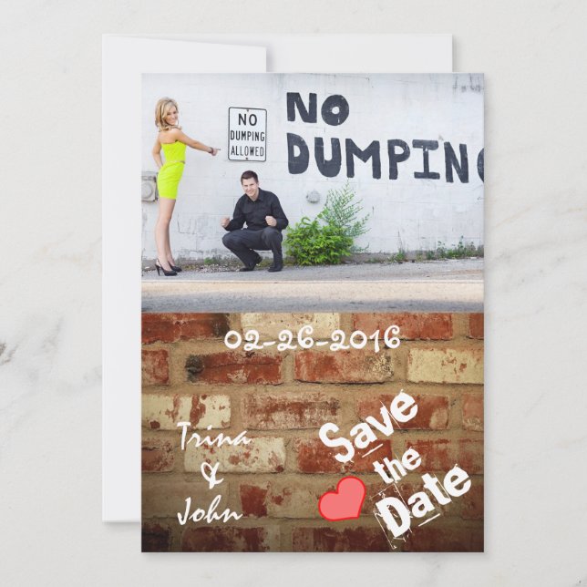 Reserva La Fecha Vintage Graffiti en la pared de ladrillos ama salv (Anverso)