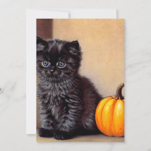 Reserva La Fecha Vintage Halloween Black Kitten Ilustracion