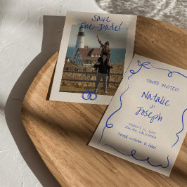 Reserva La Fecha Vintage Hand Escribió Un Boda De Fotos Moderno Y Ú