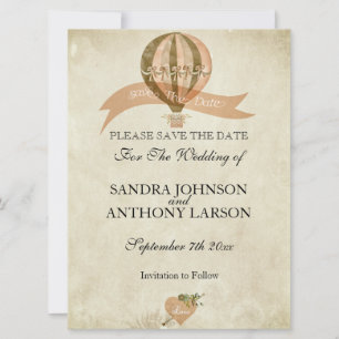 Reserva La Fecha Vintage Hot Air Balloon Wedding Save The Date