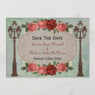 Reserva La Fecha Vintage lámparas y Rosas italianos de calle salvan