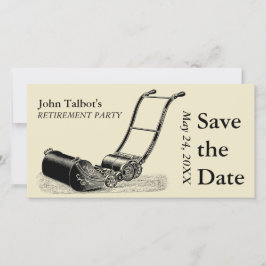 Reserva La Fecha VINTAGE Lawn Mower Retirement Fiesta Save the Date