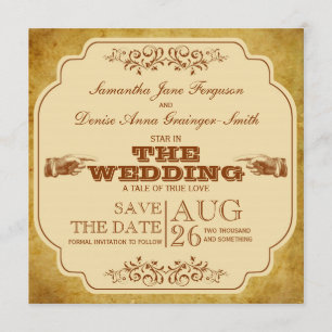 Reserva La Fecha Vintage Lesbiana Boda Theatre Save the Date