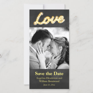 Reserva La Fecha Vintage Marquee Lights Save the Date Photo Card