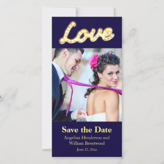 Reserva La Fecha Vintage Marquee Lights Save the Date Photo Card