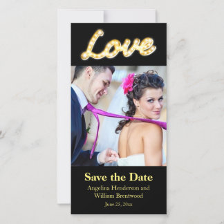 Reserva La Fecha Vintage Marquee Lights Save the Date Photo Card