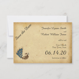 Reserva La Fecha Vintage Peacock Monograma Salvar la fecha