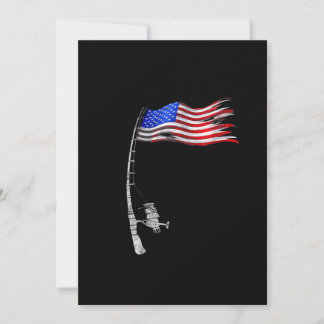 Reserva La Fecha Vintage Pescador Rod Bandera Estadounidense Gracio