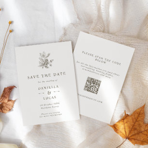 Reserva La Fecha Vintage Pinecone & Acorns Fall Wedding QR Code