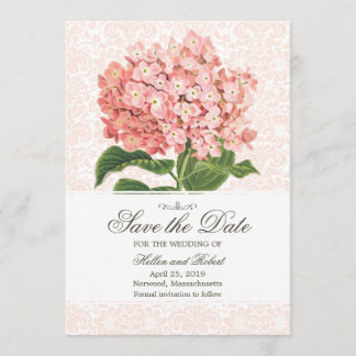 Reserva La Fecha Vintage Pink Hydrangea Guardar La Fecha