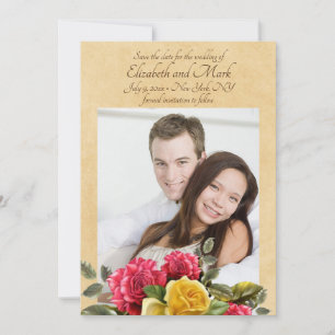 Reserva La Fecha Vintage Red and Yellow Roses Photo Save the Date